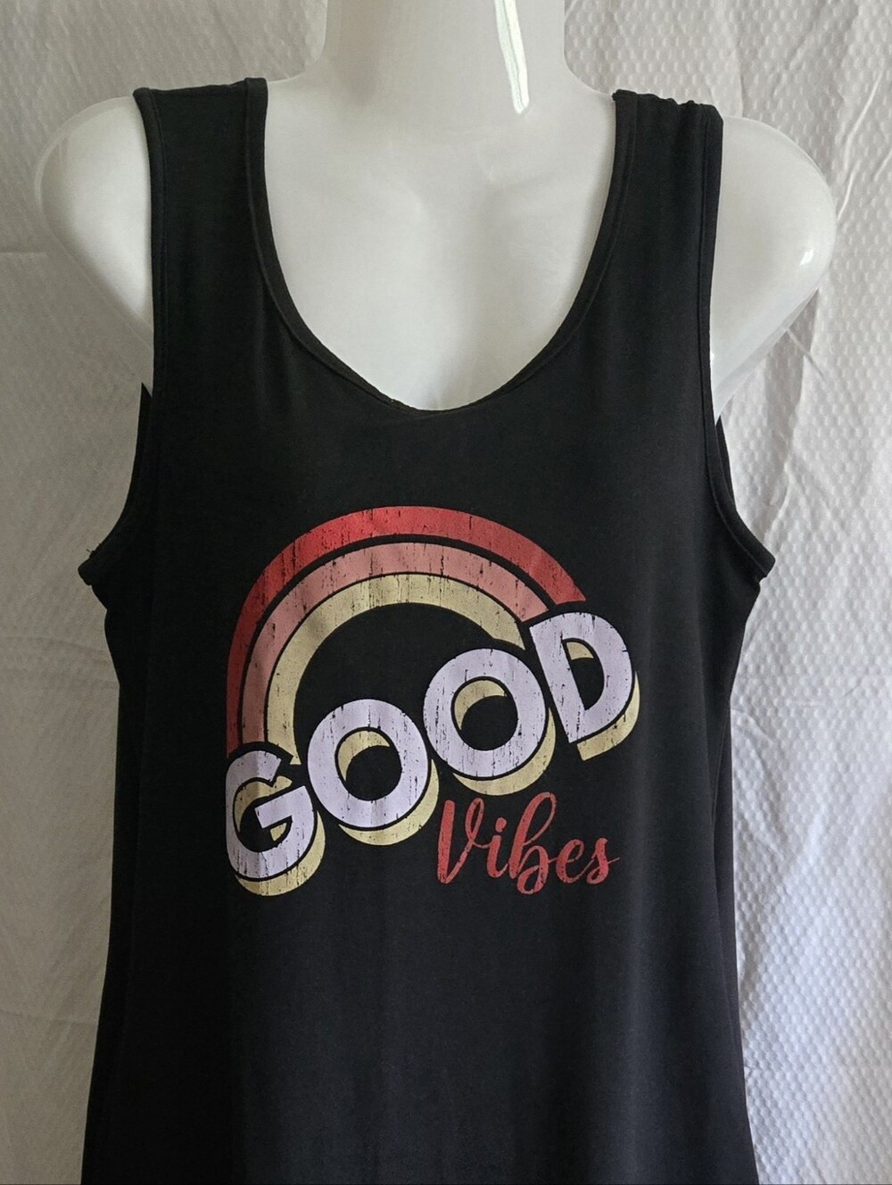 Good Vibes Graphic Black Tank Midi Dress